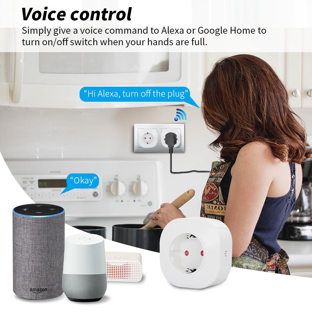 Sixwgh Wifi Priză EU Tuya Smart Home Automation Funcție de temporizator Prize electrice Alexa Voice Rele Control Priză inteligentă