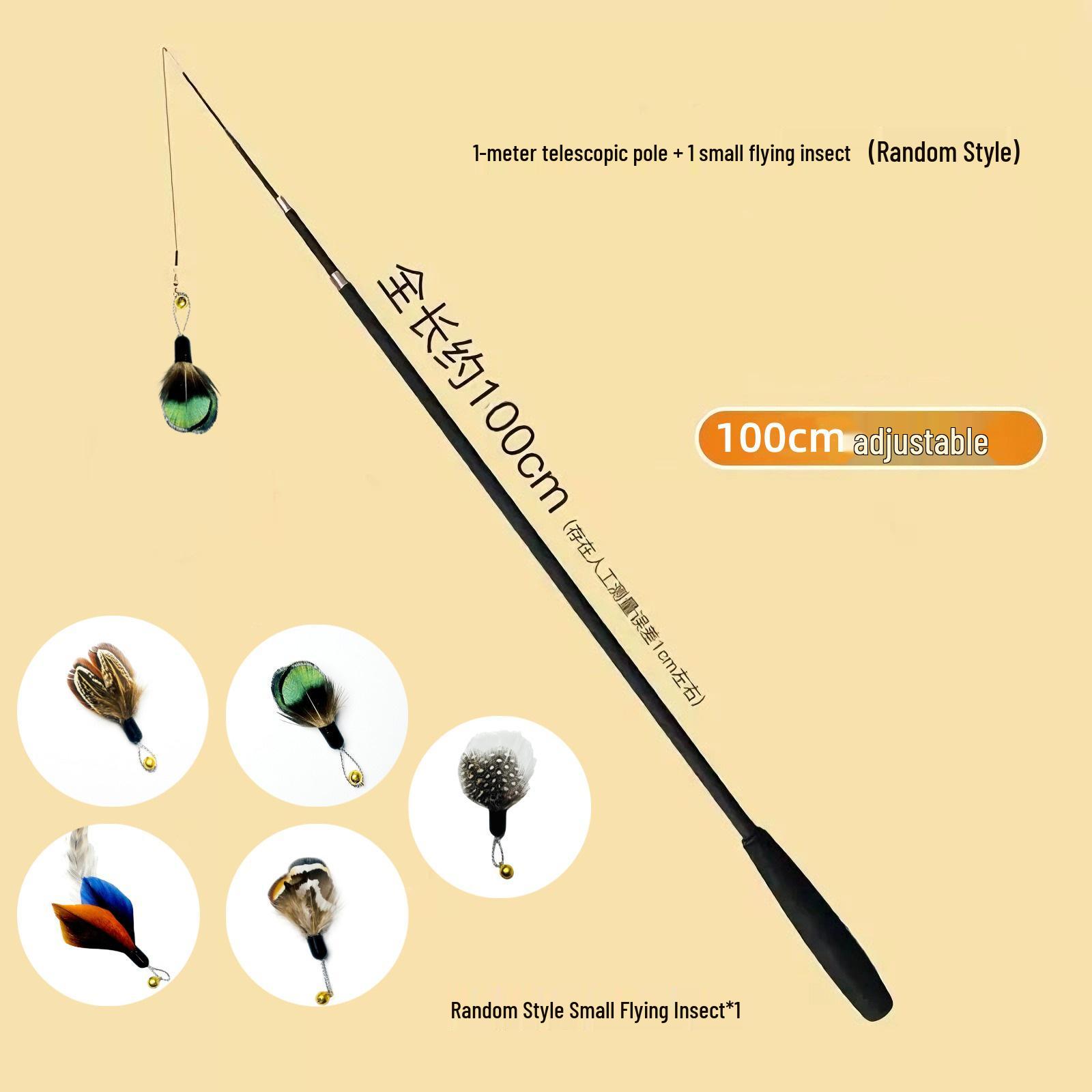 1.8m Retractable Cat Teaser Stick: Fishing Rod Style with Interchangeable Flying Insect Heads