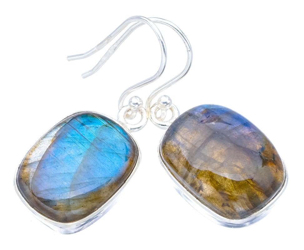 

StarGems Natural Labradorite Handmade 925 Sterling Silver Earrings 1.25 F5770