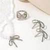 Stylish Bowknot Jewelry Set Personalized Necklace Ear Studs Rings Adornment