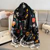 New Printed Silk Scarf Decorative Shawl Outside Temperament Scarf Sweet Sunscreen Yarn French Bag Head