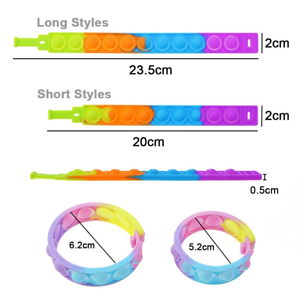 Mondo Silicone 1pz Stili Corti Pops Bolle Braccialetto Decompressione Giocattolo Sollievo Stress Colorato Braccialetto Silicone Adulti Bambini Giocattoli