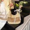 Yogodlns Women Hollow Shoulder Bag Large Capacity Straw Weaving Travel Handbag Adjustable Strap Shopper Tote Bag