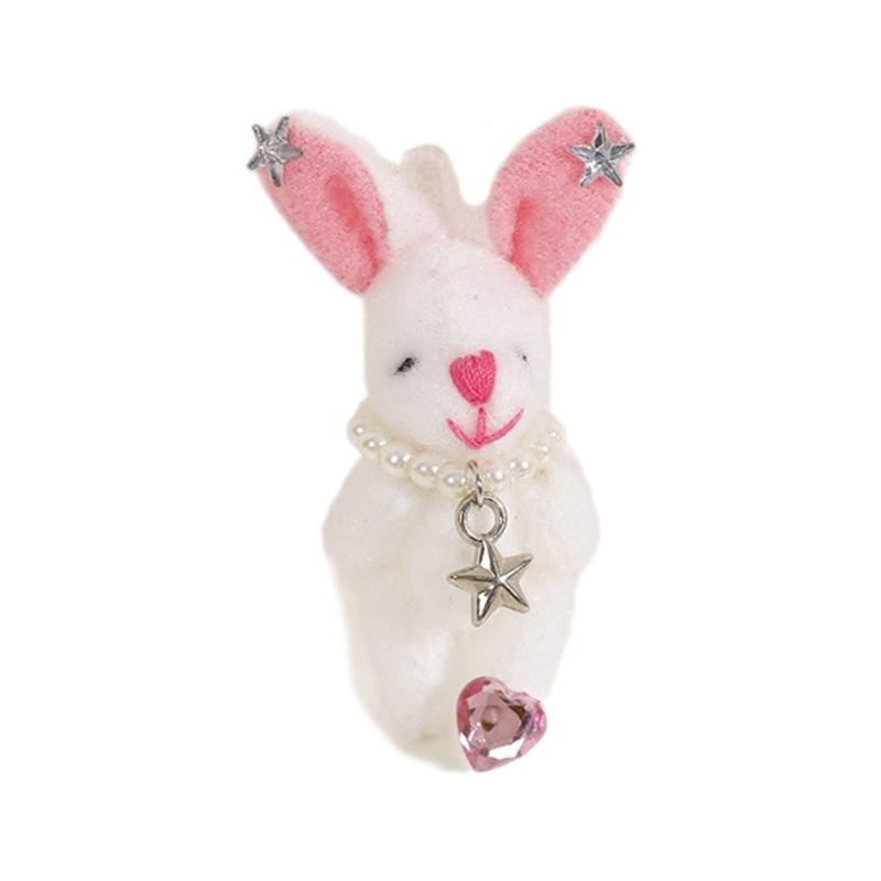 Soft and Adorable Rabbit Plush Toy with DIY Accessories Exquisite Rabbit Keyring Decoration Cute Rabbit Keychain Pendant белый