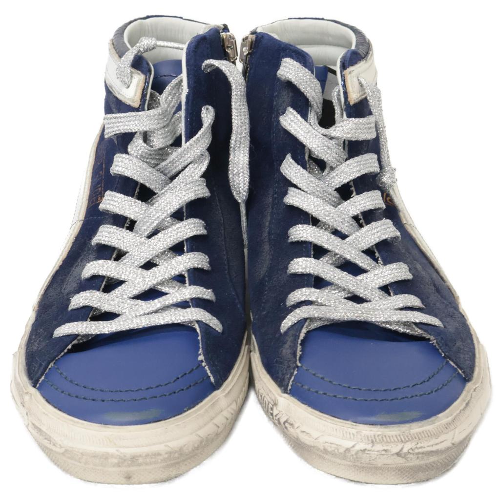 GOLDEN GOOSE [Excellent Condition] G36WS595.A77 SLIDE High-Top Sneakers Shoes 38 Blue/Yellow StarUsed