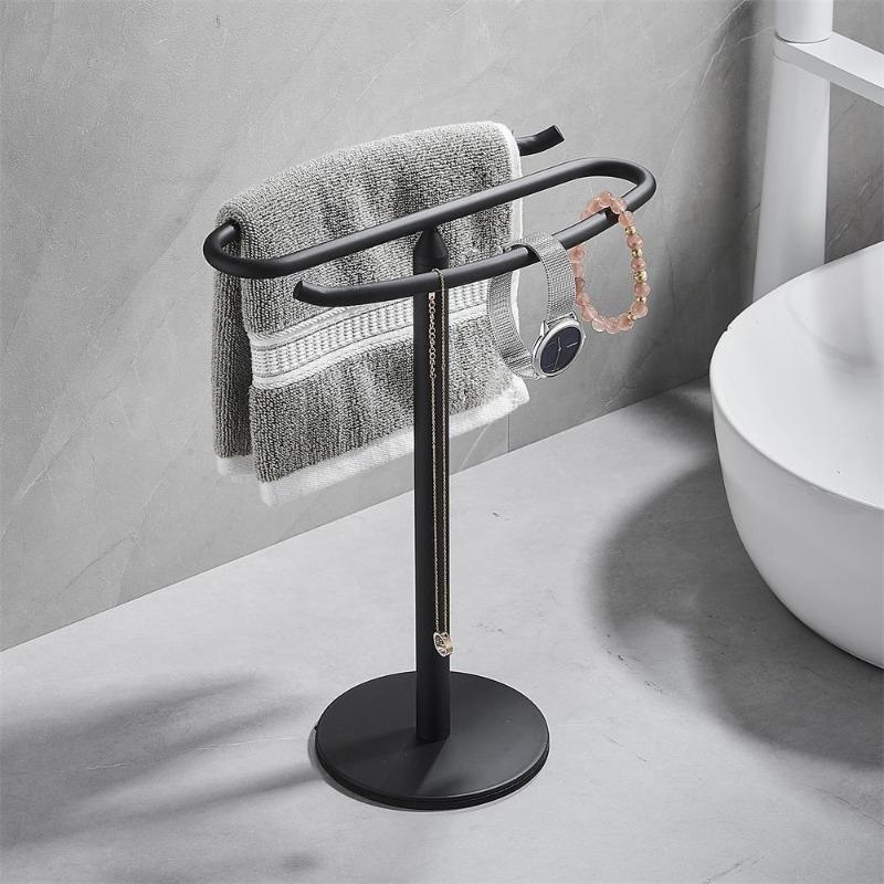 Metal Countertop Hand Towel Holder Double Sided Stand for Bathroom and Vanity Hand Towels and Small Guest Towels Counter