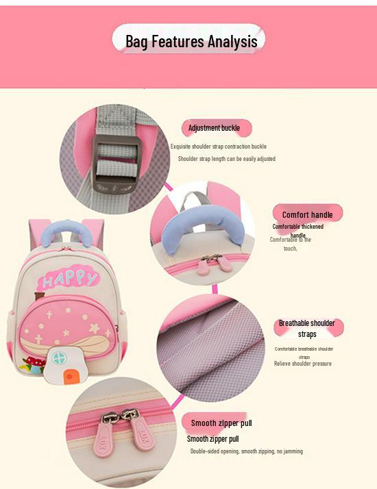 Kızlar İçin Sevimli Mantar Anaokulu Sırt Çantası - Geniş Kapasiteli, Hafif, Çizgi Film Tarzı, Basınç Azaltıcı Tasarım