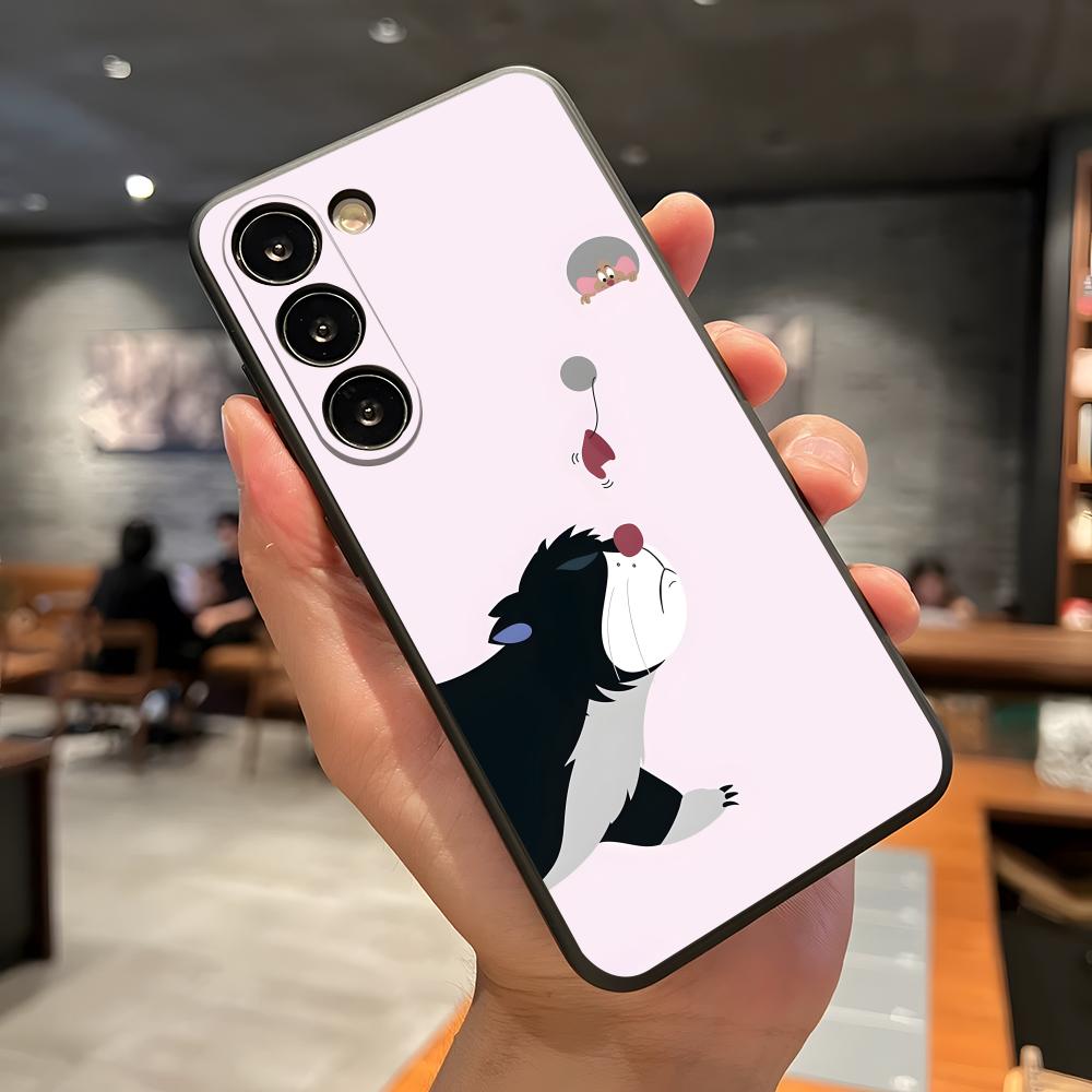 Cinderella Lucifer Cat Phone Case For Samsung A56 A36 A26 A16 A15 A25 A35 A55 A14 A34 A24 A54 Black Soft Shell