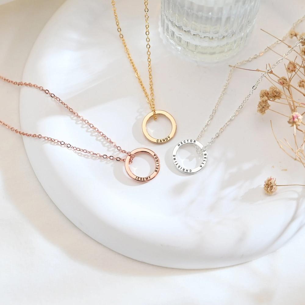 Fashion Trendy Custom Name Stainless Steel Link Pendant Necklace Personalized Carved Letter Rose Gold Plated Christmas Birthday