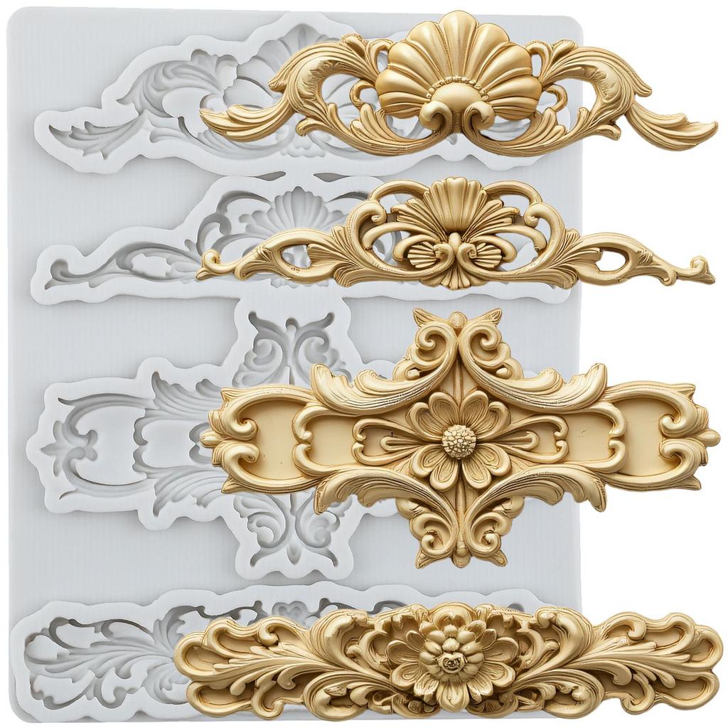 Baroque Silicone Molds Curlicues Scroll Lace Fondant Mold Cake Decorating Tools Cupcake Topper Candy Chocolate Gumpaste Mold
