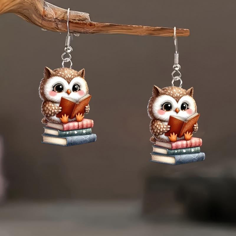 Acryl 2D Flache Ohrringe Cartoon Stil Tierdesign Anhängerohrringe Persönlichkeitszubehör Für Frauen