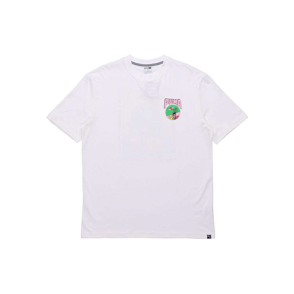 Puma Back Graphic Print Short Sleeve T-Shirt Men Tops White 597337-02