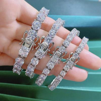 Longlong Zlaté šperky 925 Stříbro Náramek s vysoce uhlíkovým diamantem pro muže a ženy, Evropský a americký styl, 4-7 mm