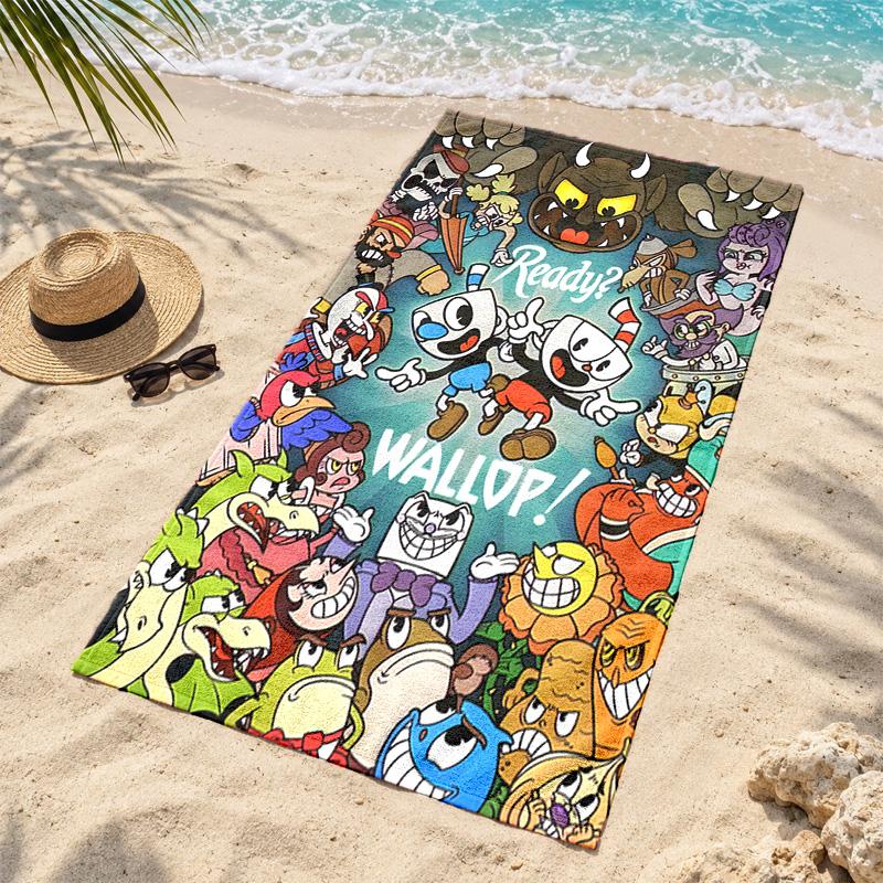 Cuphead Microfiber Beach Towel Quick Dry Sand Free Lightweight Beach Towels for Travel Swimming Camping