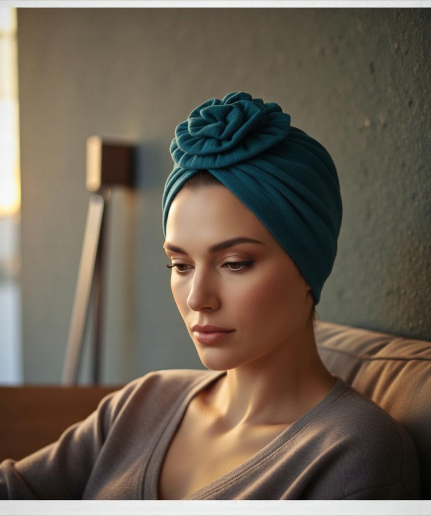 Klasyczny Turban Z Różą Mussa 005 Muślin Bawełniany Komfort I Styl