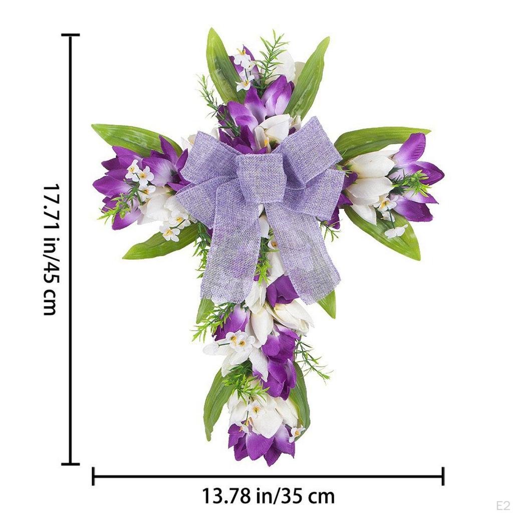 Artificial Flower Wreath Easter Cross Tulip Door Festival Reusable