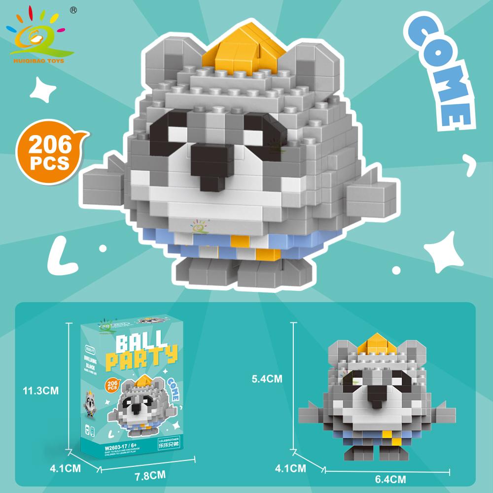 HUIQIBAO Mini Cute Animal Micro Building Blocks 3D Diamond BEE Cat Panda Model Bricks DIY City Construction Toys for Children