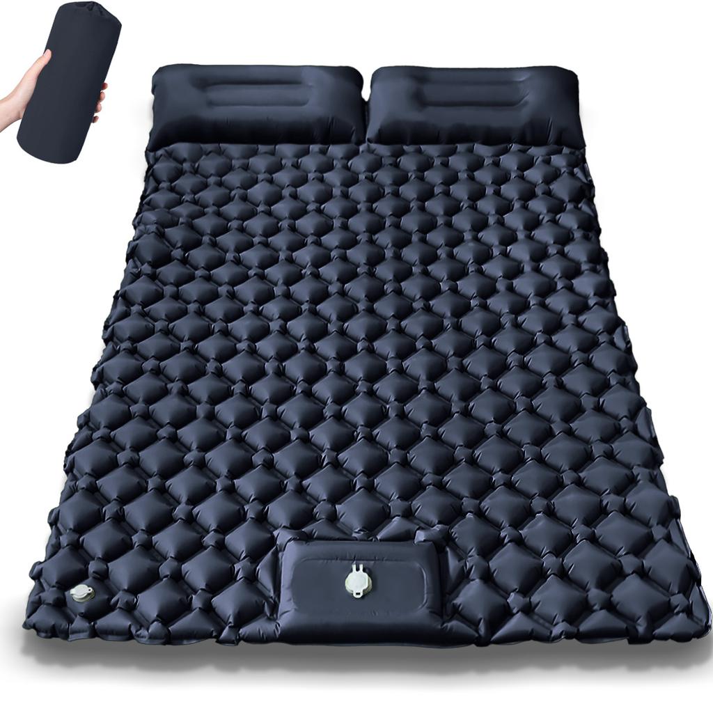 Outdoor Camping Inflatable Mattress, Foot Step On Automatic Inflatable Mattress, Press Rhombus TPU with Pillow Camping Tent Sleeping Mat
