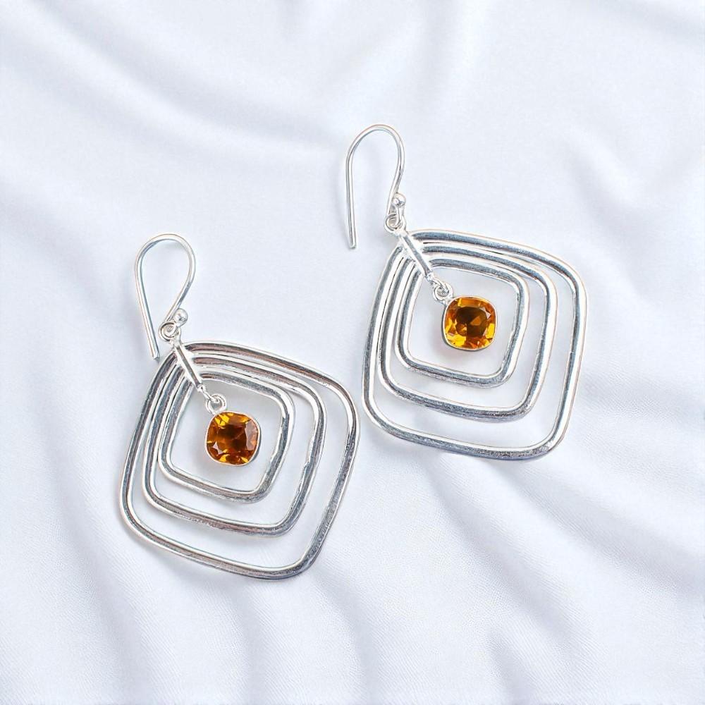 

Citrine Gemstone 925 Sterling Silver Jewelry Handmade Drop/Dangle Earrings 2.44 EE-71-12