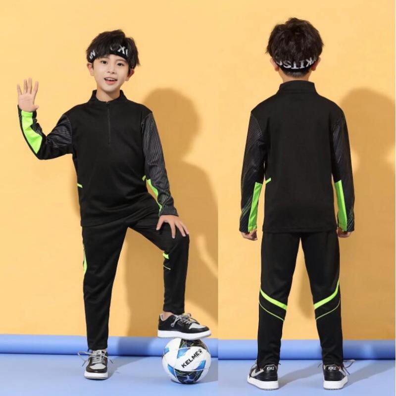 Long-sleeved Football Training Jersey Set, Children's/adult Autumn and Winter Game Jersey, Half-zip Sports Jersey Printing