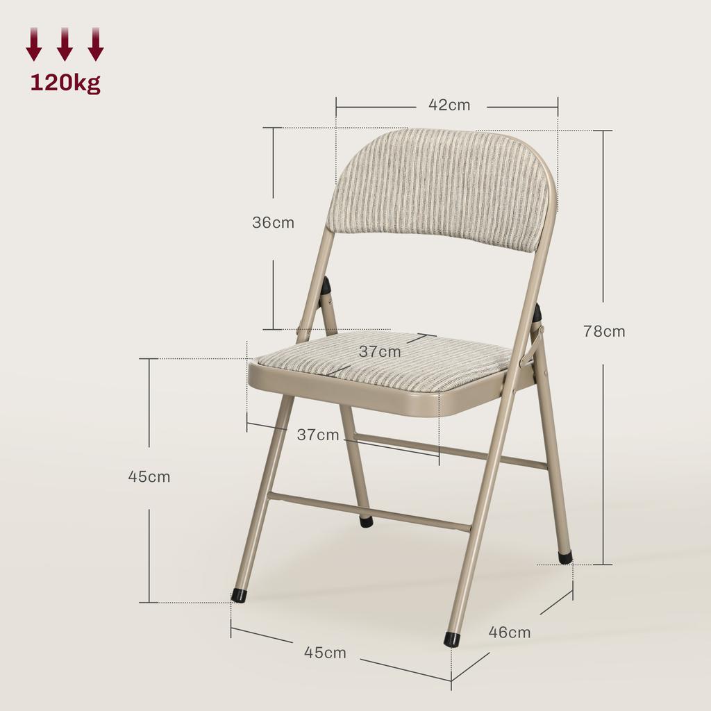 Set of 6 Folding Chairs, Portable Office Chairs, Steel Legs, Folding Chair for Office, Reception, Waiting Room, Linen Look Beige
