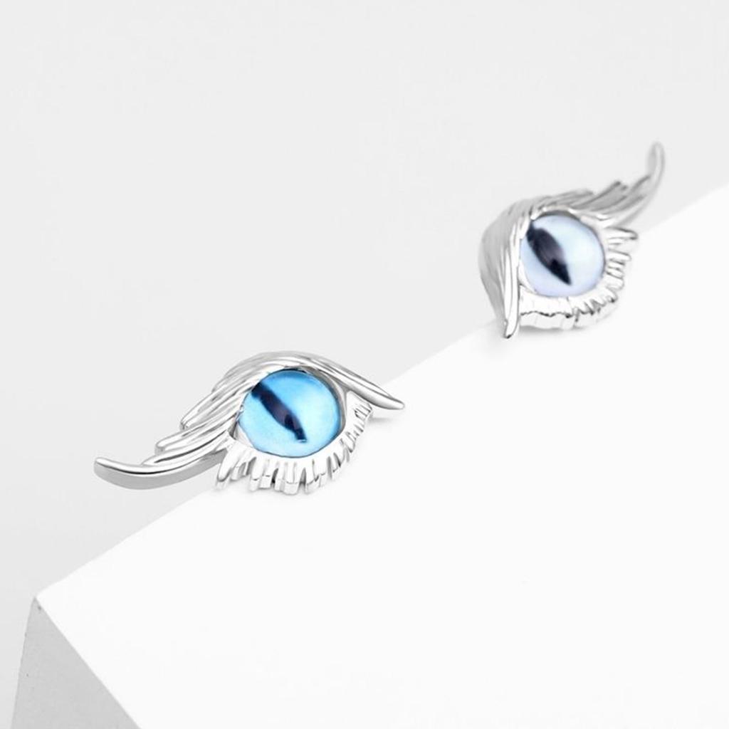 2Pcs Simple Angel Feather- Wings Cat Eye Earrings Female Ins Popular All-match Hip-hop Street Earrings for Birthday Gift