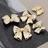 3pc 15 0mm 24L Embossed Bow Shape Metal Buttons Set with Curved Surface Suitable for Sewing Craft Projects and Garment Decoration
