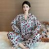 Harajuku Style Love Leopard Print Women's Pajamas Spring Sweet Cute Casual Pajamas Set for Women Korean Sleepwear