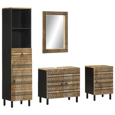Vidaxl 4-Cz. Bathroom Furniture Set, Solid Mango Wood