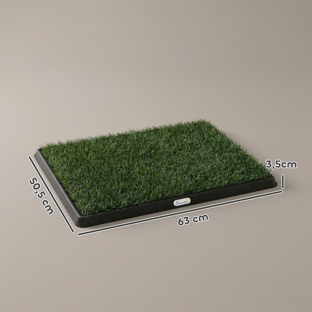 WC per Cani 63 x 50,5 cm Vasino per Cani con 2 Tappetini in Erba Sintetica Lavabile Toilette per Cuccioli per Cani per Balcone Casa Nero+Verde