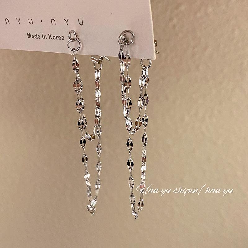 925 Silver Needle Long Tassel Earrings for Women - Korean Style, High-End, Popular and Versatile