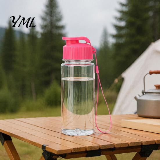 Travel Drink Container Sports Water Bottle, with Flip Lid And Lanyard, Portable Leak-proof PET Bottle for Commuting Cup, Lightweight Fitness Jug, Gym