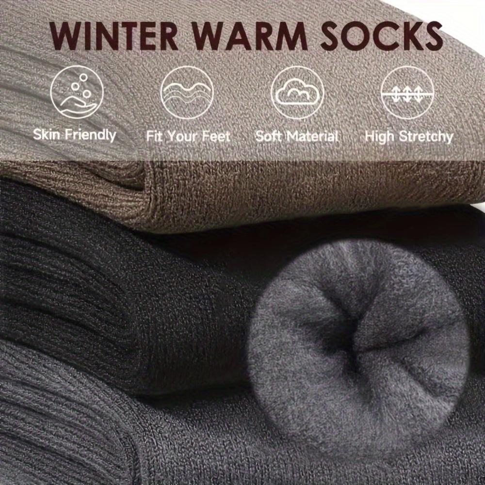 3Pack men plus size winter warm socks,fleece blended hiking trekking socks,soft durable,reinforced heel toe,cold resistant for outdoor trips hiking