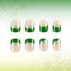 24 Pcs Lip Print Stick on Nail Saint Patricks Day False Nail French Tip Press On Nail Shamrocks Artificial Nail