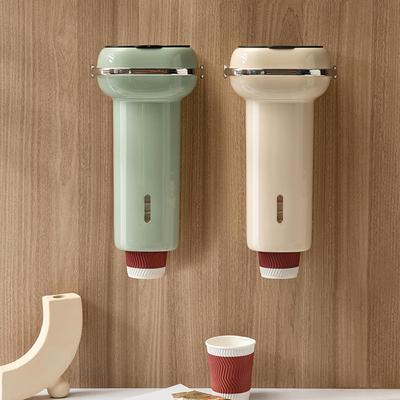 Wall Mounted Paper Cup Dispenser, Automatic Cup Storage Rack, Disposable Plastic Cup Holder, Dustproof Cup Container