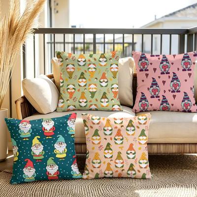 Gnomies Funny Pattern Cushion Cover Plush Fabric Soft DoubleSided Printed Sofa Warm Winter Home Gift Pillow Cover