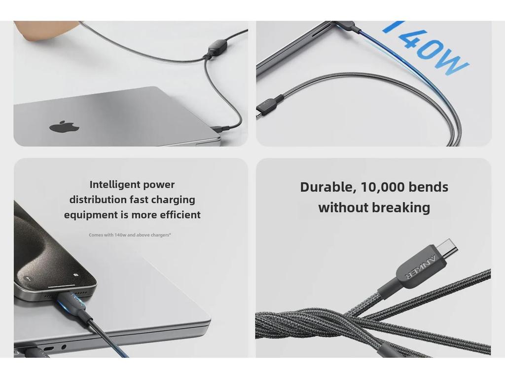 Anker 2-in-1 Dual Type-C 140W Schnelllade-Datenkabel A8895