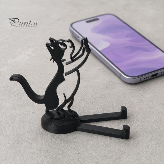 Strong Material Phone Holder 3D Printed Mobile Holder, One-Piece Molding Stand, Horizontal Vertical Climbing Cat Shape Stable Support for Watching