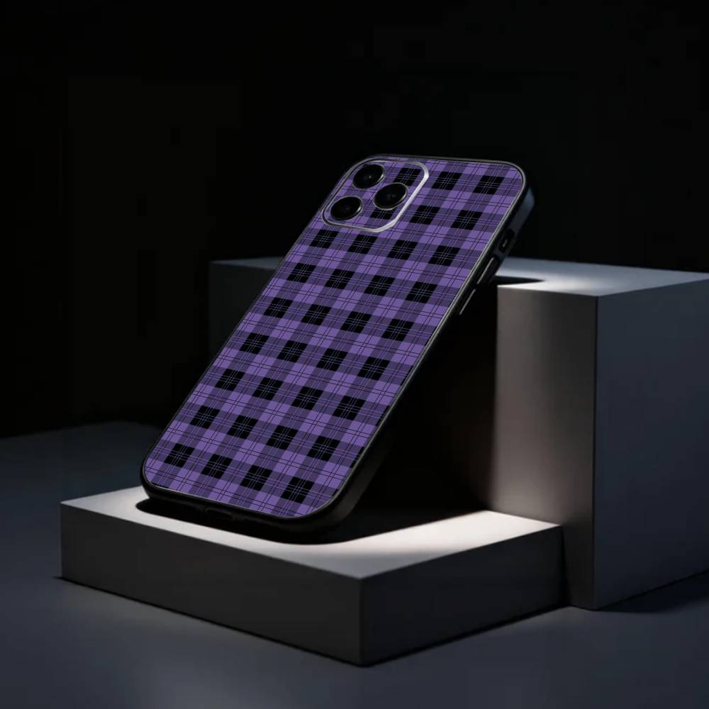 Coole P-Lila P-Kariertes Muster Handyhülle Silikon Weich Für IPhone 17 16 15 14 13 12 11 X XR Plus Pro Max Plus