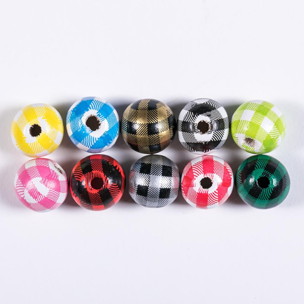 TX16 10Pcs 16mm Retro Wood Exquisite Round Plaid Beads Jewelry DIY Handmade Bracelet Necklace Beads Trend Material Accessories
