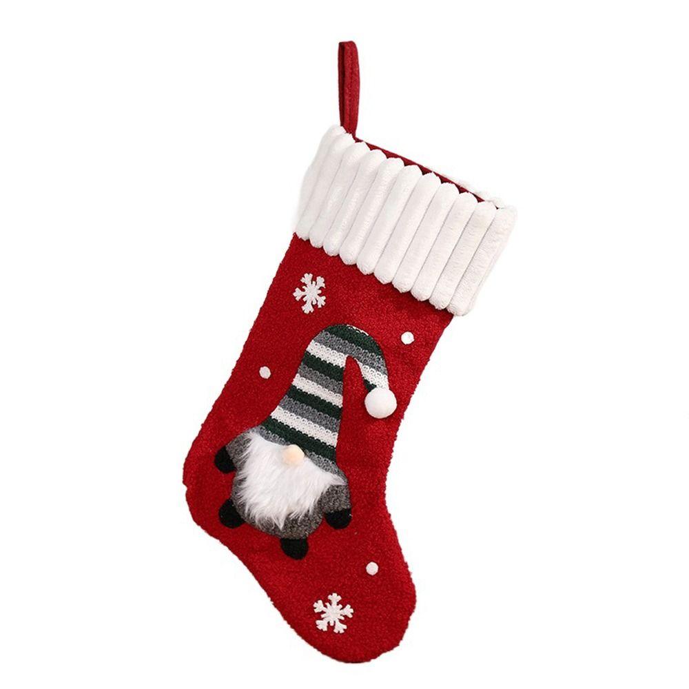 

Рождественский подарок Карманный подвесной рождественский чулок Подарочный мешок Украшение для рождественской елки Носок Санта-Клауса красный
