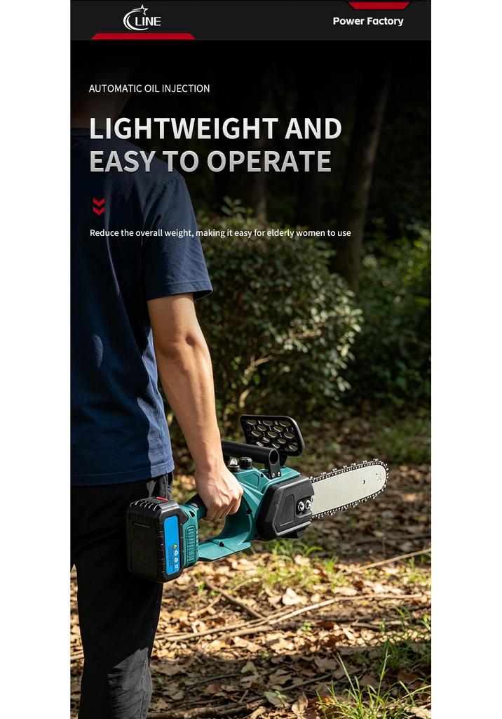 Rechargeable 12-inch Brushless Lithium Chainsaw - Portable Handheld Electric Saw for Outdoor Logging