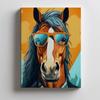 Stylish Horse With Glasses Stylish Horse With Glasses, 50X70 Cm, Dark Brown Wooden Frame, 230 Gsm Matte Paper