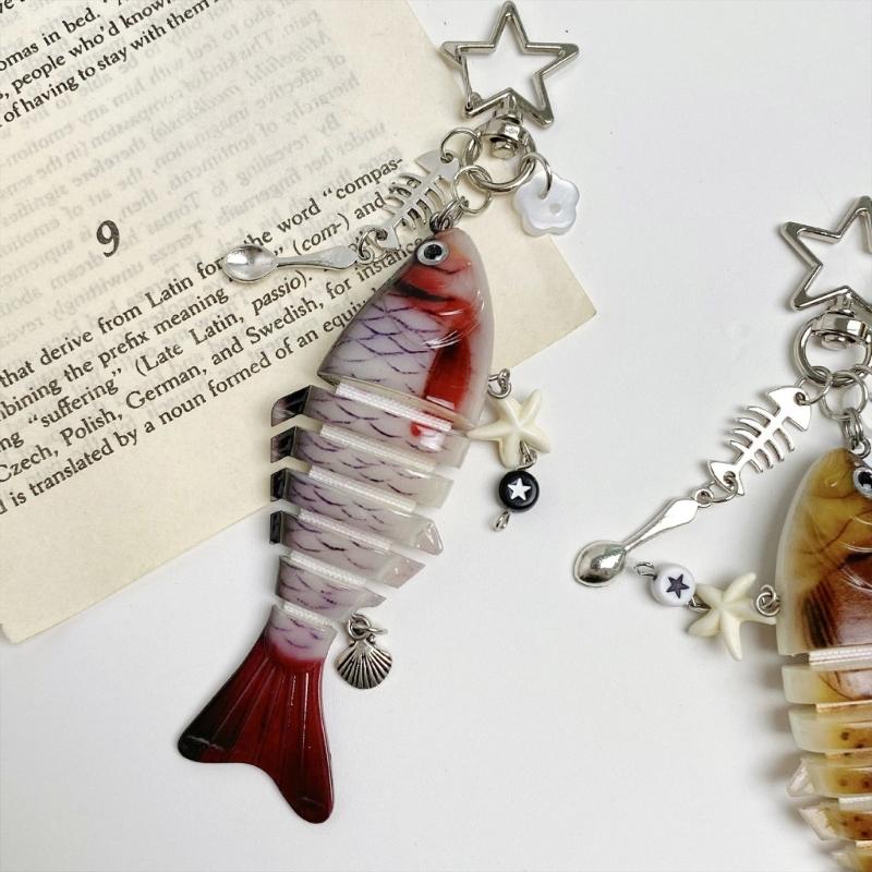 Lifelike Moving Fish Lure Keychain Key Holder Decoration For Angling Hobbyists Multidirectional Key Holder Accessory