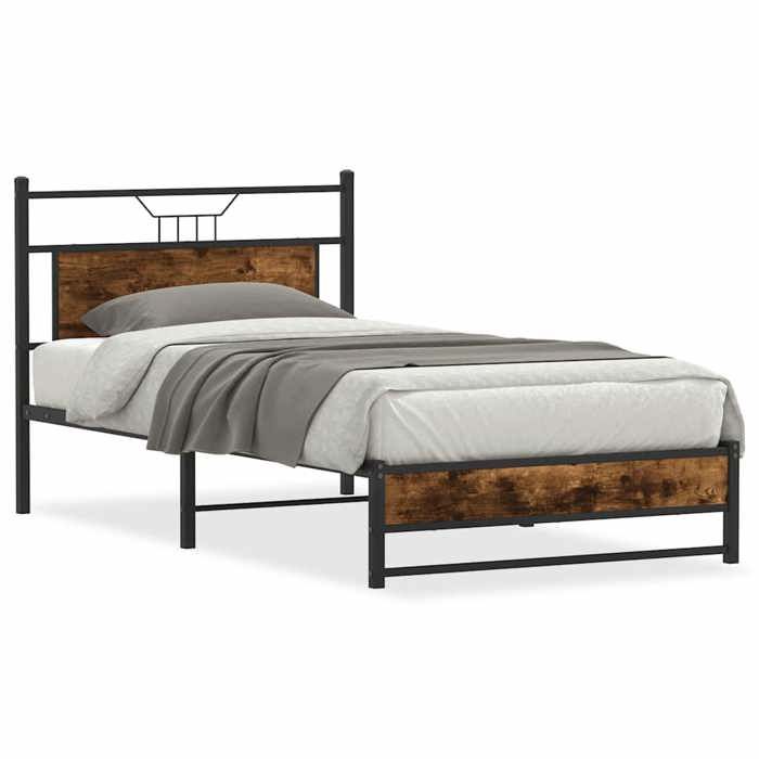 VidaXL Bed Frames Without Mattress Smoked Oak 100x200 Cm Engineered Wood 4106903
