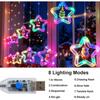 Star Curtain Light Christmas Curtain Light USB Power Supply Suitable for Indoor Parties, Terraces, Gardens Christmas Decoration, Holiday Decorations