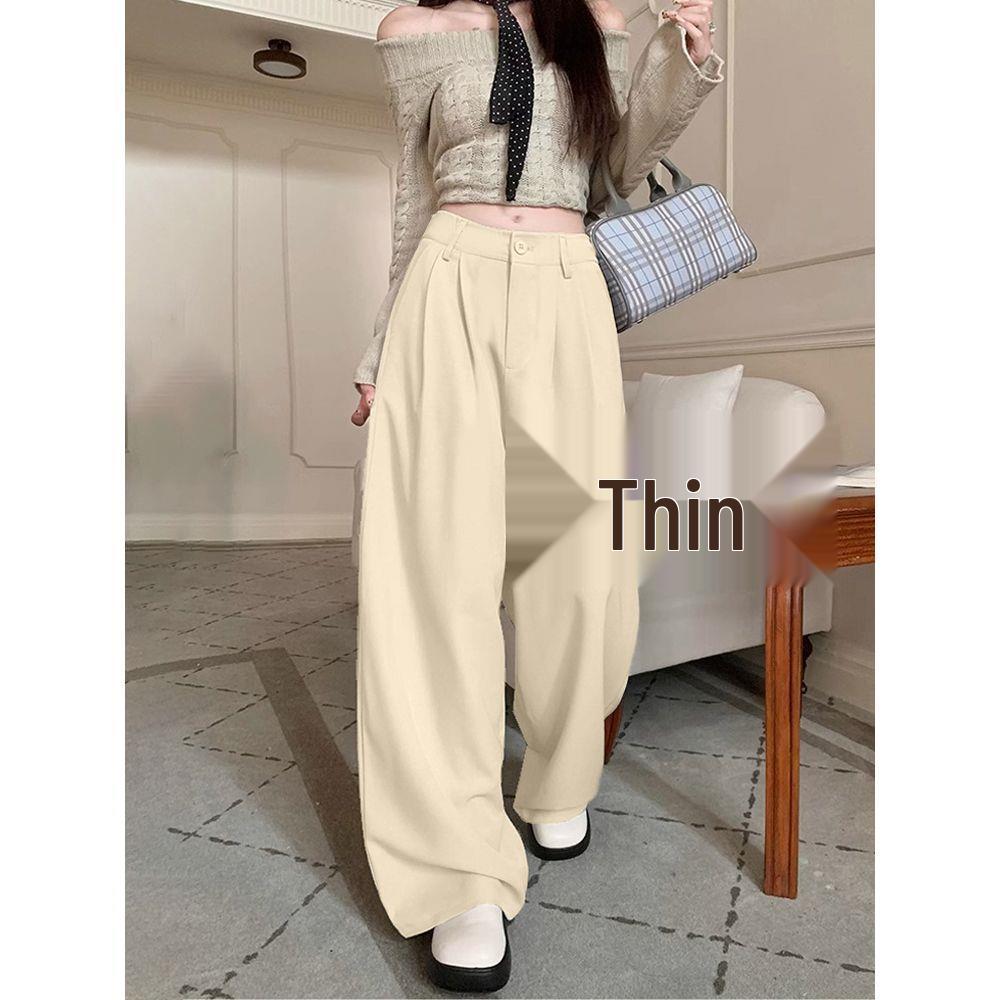 

High Waist Casual Women s Spring 2026 Petite Loose Wide-Leg Floor-Length Pants XL for 120-132 jin