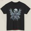 7 Skeleton Rib Vintage T Shirt Cage Retro Gothic Vintage Washed Top For Everyday Wear Comfortable Soft Stretched Unisex Casual