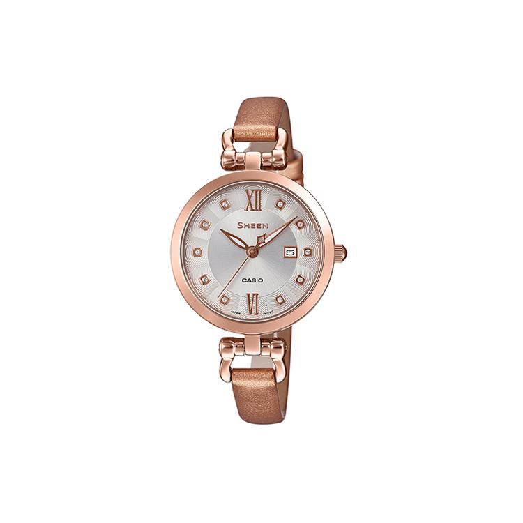 CASIO Women s SHEEN Gold Watch SHE-4536PGL-7BUPRD Rose Gold Strap