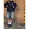 American retro washed design straight five-point jeans men's and women's summer trendy brand old loose casual shorts